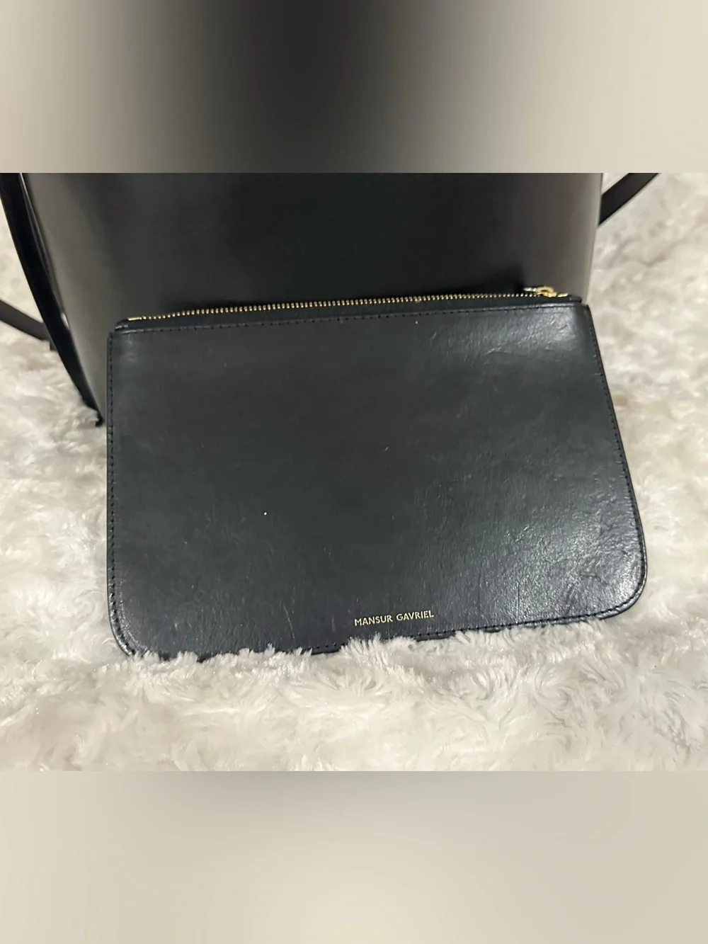 Mansur Gavriel Black Leather Drawstring Bucket Bag